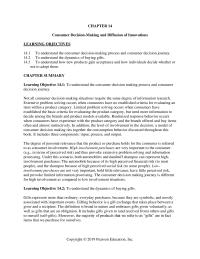 Marketing Chapter 14 Consumer Decisionmaking And Diffusion Innovations Learning Objectives Understand The Consumer Decisionmaking