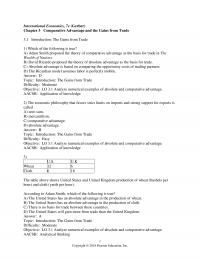 International Business Chapter 3 International Economics Gerber Comparative Advantage And The Gains From Trade Introduction