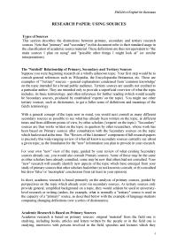 Research Paper: Using Sources