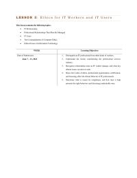 Lesson 3 LESSON 3 Ethics for IT