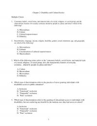 Special Education Chapter 2 Disability And Cultural Justice Multiple Choice Customary Beliefs Social Forms And