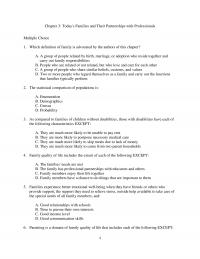 Special Education Chapter 3 Todays Families And Their Partnerships With Professionals Multiple Choice Which Definition