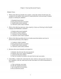 Special Education Chapter 4 Ensuring Educational Progress Multiple Choice Which The Following Identifies The Academic