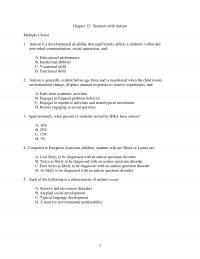 Special Education Chapter 12 Students With Autism Multiple Choice Autism Developmental Disability That Significantly Affects