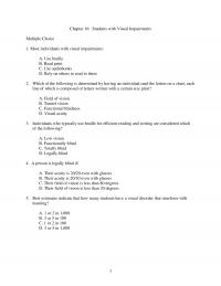 Special Education Chapter 16 Students With Visual Impairments Multiple Choice Most Individuals With Visual Impairments