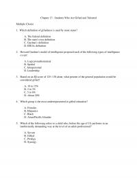 Special Education Chapter 17 Students Who Are Gifted And Talented Multiple Choice Which Definition Giftedness