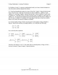 Management Chapter 4 College Mathematics Learning Worksheets For Problems And Construct Mathematical Model Use