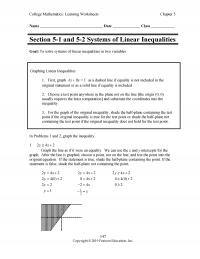 Management Chapter 5 College Mathematics Learning Worksheets Name Date Class Section And Systems Linear