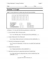 Management Chapter 7 College Mathematics Learning Worksheets Name Date Class Section Logic Goal Convert