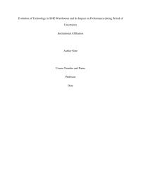 Evolution of Technology in SME Warehouses and Its Impact on Performance during Period of Uncertainty