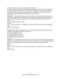 Human Resources Dessler Chapter&nbsp;1 Which The Following Most Likely True Statement Firms Vision Only Effective When