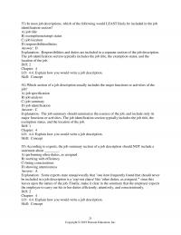 Human Resources Dessler&nbsp;Chapter&nbsp;4 Most Job Descriptions Which The Following Would Least Likely Included The Job