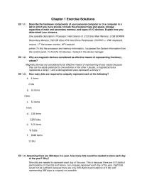 Object-Oriented Software Design Chapter 1 Exercise Solutions Describe The Hardware Components Your Personal Computer Computer Lab