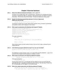 Object-Oriented Software Design Chapter 2 Java Software Solutions Global Edition Exercise Solutions Exercise Solutions What The