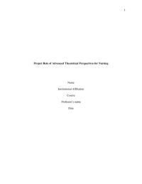 Nursing 1Project Role of Advanced