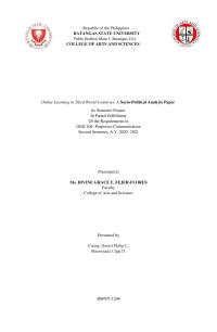 Online Learning In Third World Countries: A Socio-political Analysis Paper