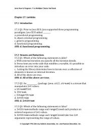 Programming Languages Chapter 17 Java How Program Multiple Choice Test Bank Lambdas Introduction Prior Java