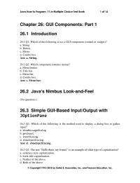 Programming Languages Chapter 26 Java How Program Multiple Choice Test Bank Gui Components Part Introduction