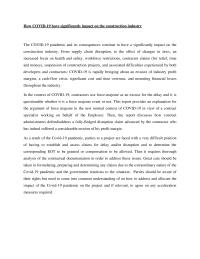 Covid 19 Impact On Construction Indutry – A Brief