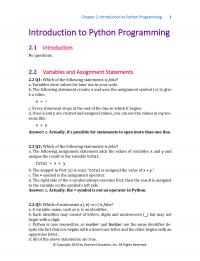 Programming Languages Chapter 2&nbsp;Introduction Python Programming Introduction Python Programming Introduction Questions Variables And Assignment