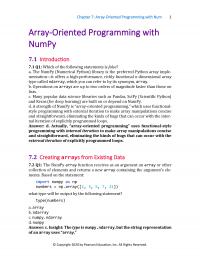 Programming Languages Chapter 7&nbsp;Arrayoriented Programming With Num Arrayoriented Programming With Numpy Introduction Which The