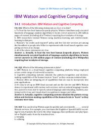 Programming Languages Chapter 14&nbsp;Ibm Watson And Cognitive Computing Ibm Watson And Cognitive Computing Introduction