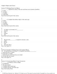 Programming Languages Chapter 9 Objects And Classes Section Defining Classes For Objects Represents Entity The
