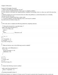 Programming Languages Chapter 18 Recursion Section Example Factorials Which The Following Statements Are True Every