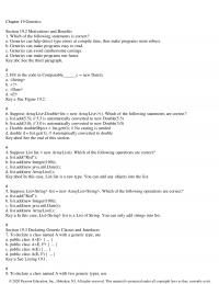 Programming Languages Chapter 19 Generics Section Motivations And Benefits Which The Following Statements Correct Generics