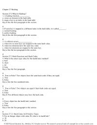 Programming Languages Chapter 27 Hashing Section What Hashing Hashing Function Stores Element The Hash Table