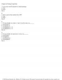 Programming Languages Chapter 44 Testing Using Junit Test Class Must Placed Named Package True False