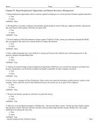 Management Chapter 3 Name Class Date Equal Employment Opportunity And Human Resources Management Equal