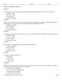 Management Chapter 6 Name Class Date Employee Selection Answer Giving Applicants Clerical Aptitude Test