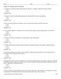 Management Chapter 7 Name Class Date Training And Development Employees Consistently Achieve Their Productivity