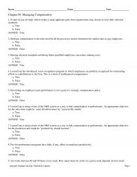 Management Chapter 9 Name Class Date Managing Compensation Rates Pay Are High Which Creates