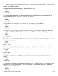 Management Chapter 11 Name Class Date Employee Benefits Benefits Generally Account For Approximately Percent