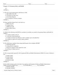 Management Chapter 12 Name Class Date Promoting Safety And Health Answer The Log Workrelated