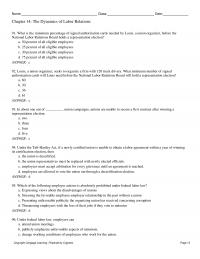 Management Chapter 14 Name Class Date The Dynamics Labor Relations What The Minimum Percentage