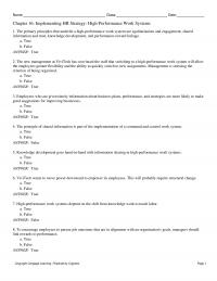 Management Chapter 16 Name Class Date Implementing Strategy Highperformance Work Systems The Primary Principles