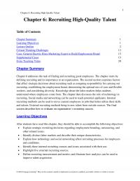 Management Chapter 6 Recruiting Highquality Talent Recruiting Highquality Talent Table Contents Summary