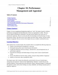 Management Chapter 10 Performance Management And Appraisal Performance Management And Appraisal Table Contents