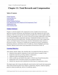 Management Chapter 11 Total Rewards And Compensation Total Rewards And Compensation Table Contents
