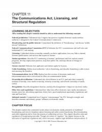 Media Studies Chapter 11 The Communications Act Licensing And Structural Regulation Learning Objectives After Reading