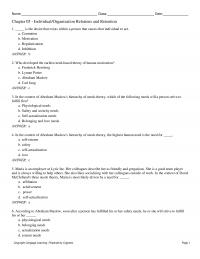 Management Chapter 5&nbsp;Who developed the
earliest need-based theory of human motivation?
