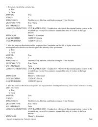 Counseling Chapter 3 Robbery Classified Street Crime True False Answer True Points References The Discovery