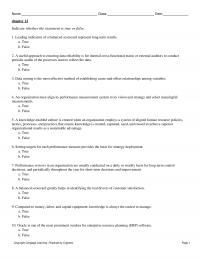 Management Chapter 12 Leading indicators of a
balanced scorecard represent long-term results.