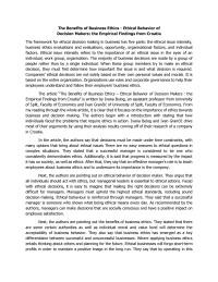 The Benefits Of Business Ethics