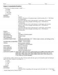 Media Studies Chapter 1 Communication Perspectives The Process Creating Messages Called Encoding