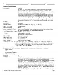 Media Studies Chapter 4 Verbal Messages Rationale Analysis Correct The Following Are
