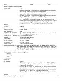 Media Studies Chapter 7 Interpersonal Relationships Rationale Analysis Incorrect Technology Changing How